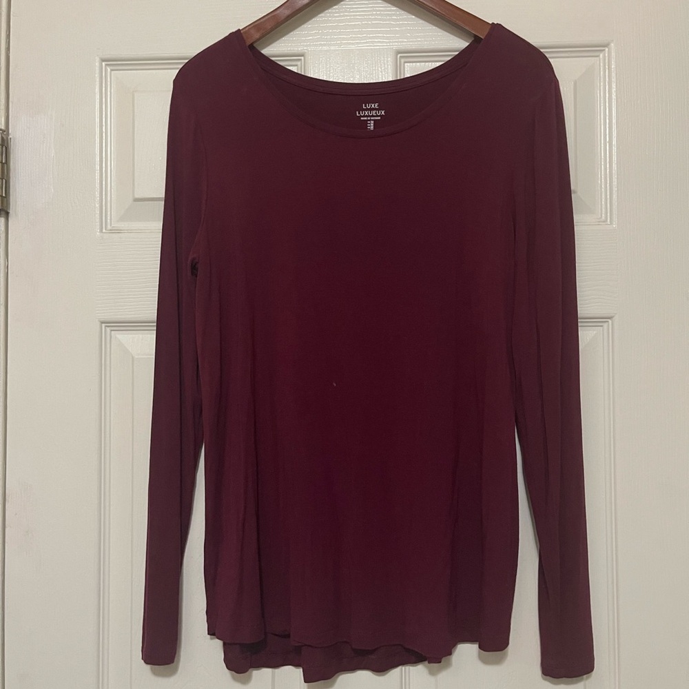 Luxe  burgundy, Long Sleeve Blouse